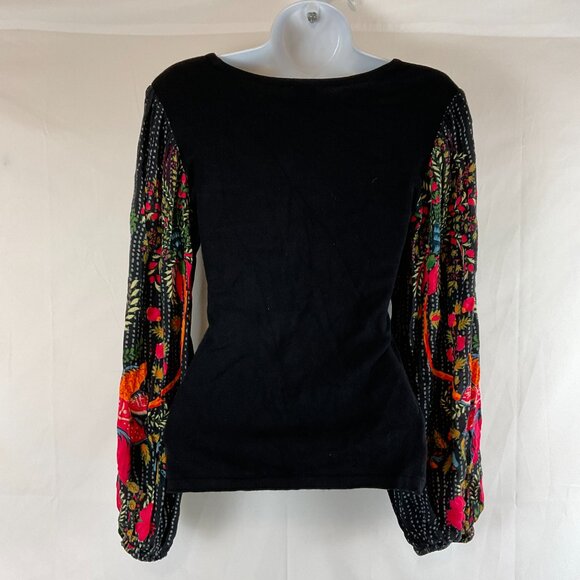 Blink London Top XXS Black Bodice Long Multi-Colored Sleeve Knit - Picture 6 of 10